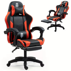 Game Chair With Footrest And Lumbar Support Gaming Chair, Video Chair, Ergonomic Computer Chair Height Adjustable With Swivel Seat And Headrest
