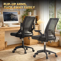 Office Chair Ergonomic - Mesh Desk Chair with Lumbar Support & Wide Seat Adjustable Height, Swivel Wheels (300Lbs Capacity) - for Home Office, Gaming, Bedroom