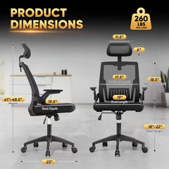 Office Chair Ergonomic - Mesh Desk Chair with Lumbar Support & Wide Seat Adjustable Height, Swivel Wheels (300Lbs Capacity) - for Home Office, Gaming, Bedroom