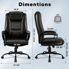 Home Office Desk Chair, 400LBS Big And Tall Computer Executive Chair, Ergonomic PU Leather Chairs with High Back Cushion, Adjustable Armrest &Lumbar Back Support, for Long Time Sitting