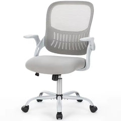 Home Office Desk Chair, Ergonomic High-Back Mesh Rolling Work Computer Chairs with Wheels and Adjustable Headrests, Comfortable Lumbar Support, Comfy Flip-up Arms for Bedroom, Study