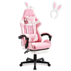 Beczeeb Swivel Gaming Chair with Footrest High Back Office Chair with Headrest & Massage Lumbar Support Swivel Ergonomic Gaming Chair for Adults