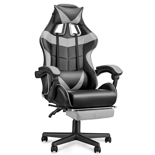 Beczeeb Swivel Gaming Chair with Footrest High Back Office Chair with Headrest & Massage Lumbar Support Swivel Ergonomic Gaming Chair for Adults