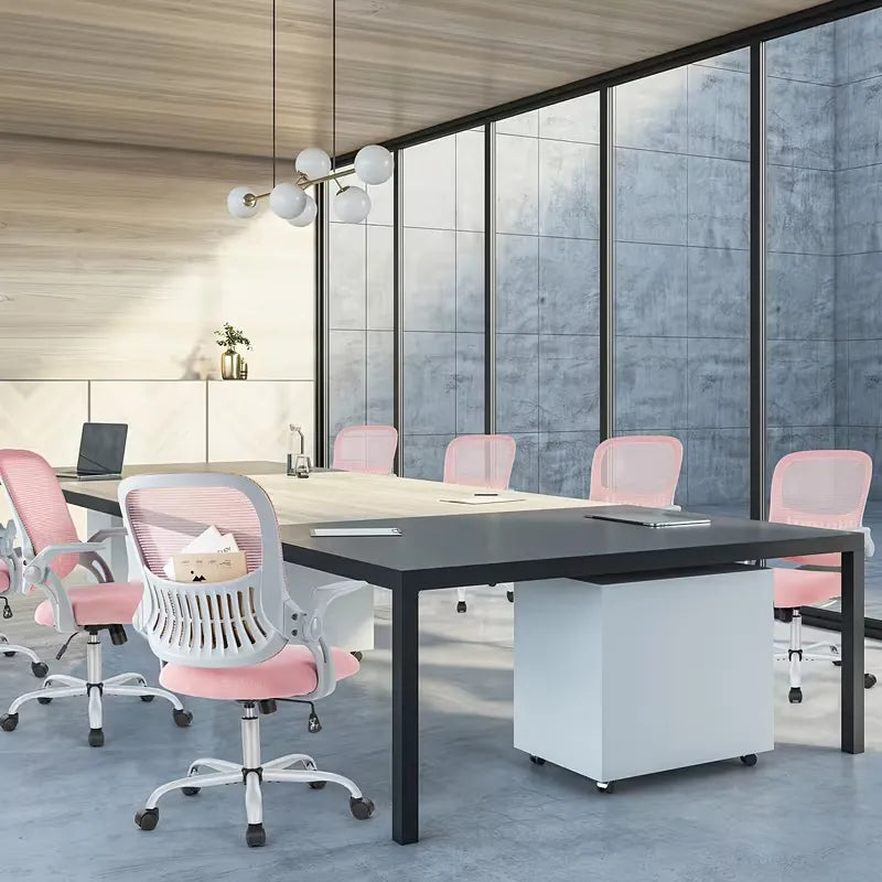 Ergonomic Office Desk Computer Chair, High Back Comfy Swivel Home Gaming Mesh Chairs with Wheels, Adjustable Headrest, Comfortable Lumbar Support, Flip-Up Arms, 144° Tilt for Study