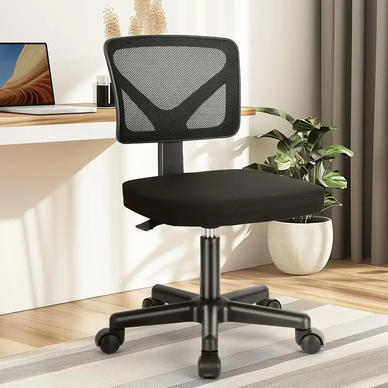 Ergonomic Office Computer Desk Chair, Armless Low-Back Mesh Rolling Work Chairs, Swivel Design with Wheels, Bedroom And Study Comfort Seat, Home Lumbar Support, 6 Colors